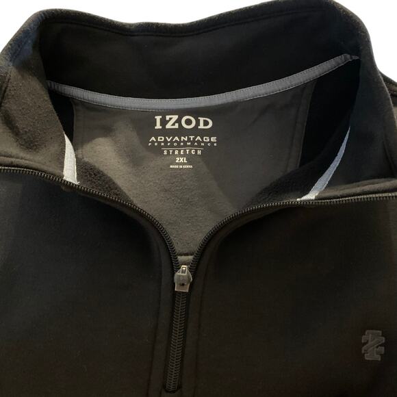 Izod Mens Black Shirt Advantage Performance Stretch Size 2XL Pullover 1/4 Zip - Picture 3 of 15